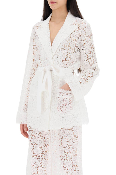 Dolce &amp; Gabbana 繩網蕾絲睡衣襯衫 F5R56T FLM55 BIANCO
