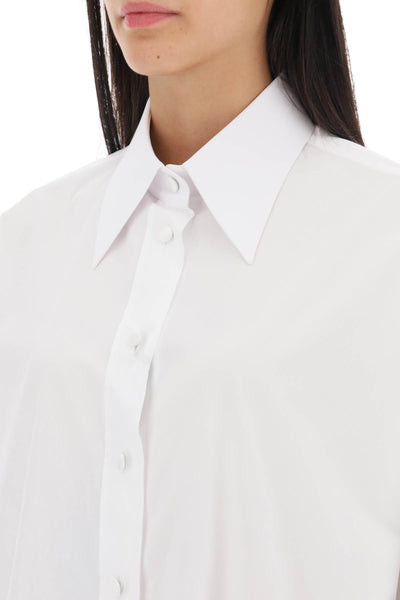 Dolce & gabbana maxi shirt with satin buttons F5R57T FUEAJ BIANCO OTTICO