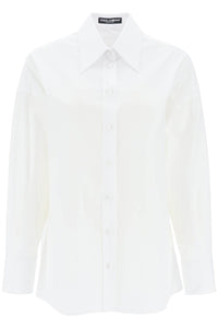 Dolce & gabbana maxi shirt with satin buttons F5R57T FUEAJ BIANCO OTTICO