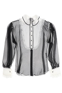 Dolce & gabbana chiffon blouse with plastr F5S17T FU1AT NERO
