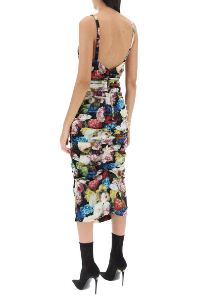 Dolce & gabbana nocturnal flower draped midi dress F6EAYT FSA6A FIORE NOTTURNO F NER