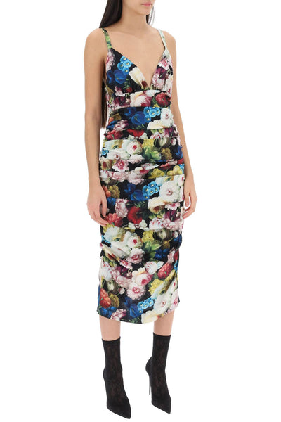 Dolce & gabbana nocturnal flower draped midi dress F6EAYT FSA6A FIORE NOTTURNO F NER