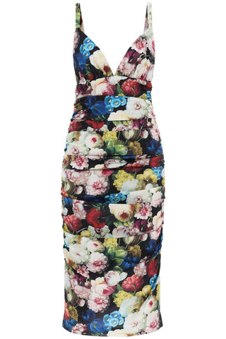 Dolce & gabbana nocturnal flower draped midi dress F6EAYT FSA6A FIORE NOTTURNO F NER