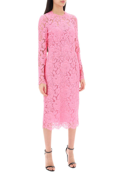 Dolce & gabbana midi dress in floral cordonnet lace F6M0DT HLM7L ROSA 2