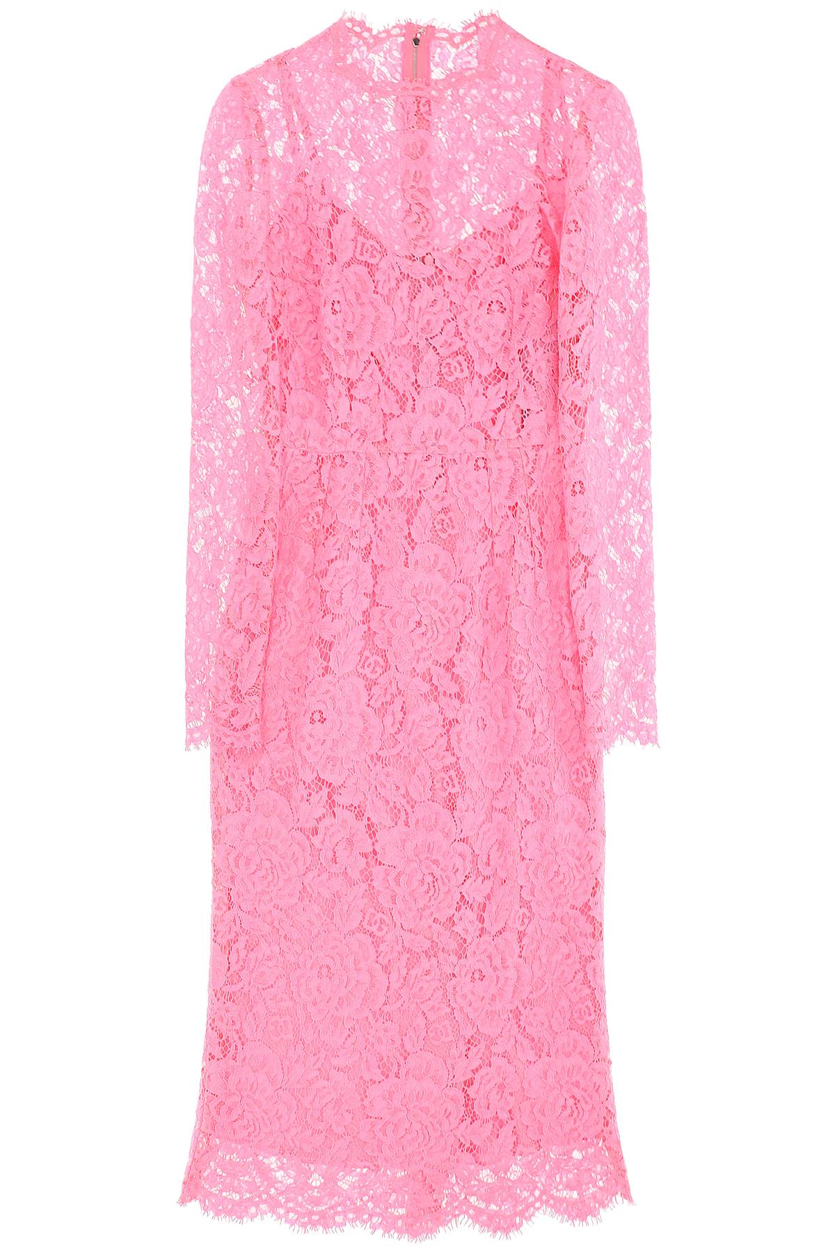 Dolce & gabbana midi dress in floral cordonnet lace F6M0DT HLM7L ROSA 2