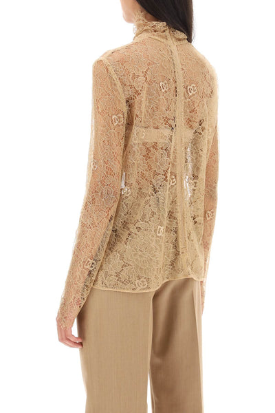 Dolce & gabbana blouse in logoed floral lace F779HT FL9AD SABBIA 2