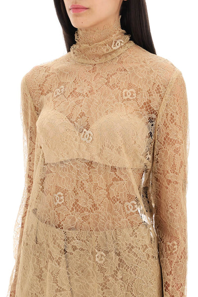 Dolce & gabbana blouse in logoed floral lace F779HT FL9AD SABBIA 2