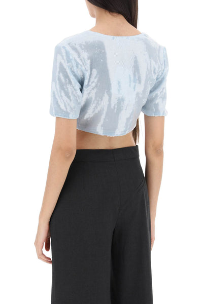 Ganni sequin cropped top F7959 ICE WATER