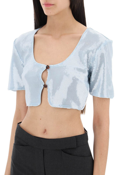 Ganni sequin cropped top F7959 ICE WATER