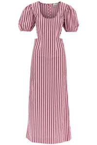 Ganni striped maxi dress with cut-outs F7973 BONBON