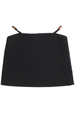 Ganni organic cotton mini skirt with cut-out details F7991 BLACK