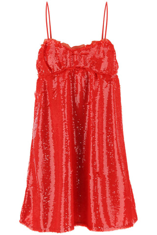 Ganni sequin mini dress F8541 FIERY RED
