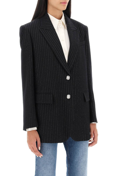 Alessandra rich lurex-pinstriped jacket FAB2845 F3803 BLACK SILVER