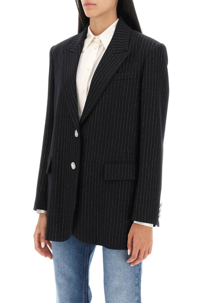 Alessandra rich lurex-pinstriped jacket FAB2845 F3803 BLACK SILVER