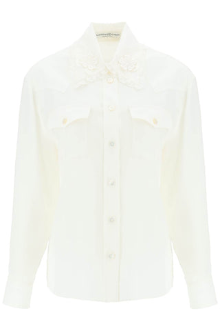 亞歷山德拉豐富的絲綢襯衫Fab3160 F3057白色