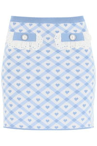 Alessandra rich jacquard knit mini skirt FAB3238 K3831 LIGHT BLUE WHITE