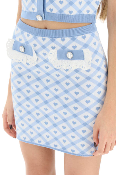 Alessandra rich jacquard knit mini skirt FAB3238 K3831 LIGHT BLUE WHITE