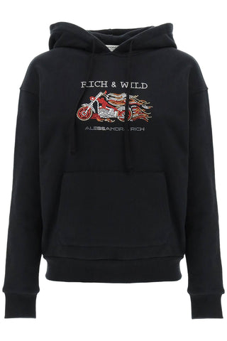 Alessandra Rich'Rich＆Wild'連帽衫Fab3261 F3851黑色