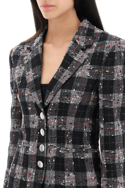 Alessandra rich single-breasted jacket in boucle' fabric with check motif FAB3420 F4059 BLACK