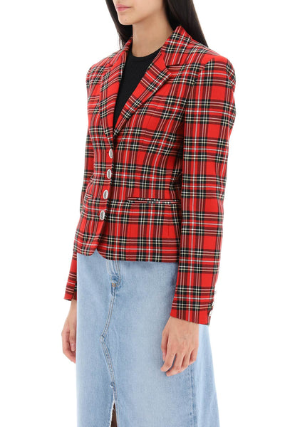 Alessandra rich wool single-breasted jacket with tartan motif FAB3420 F4067 RED BLACK