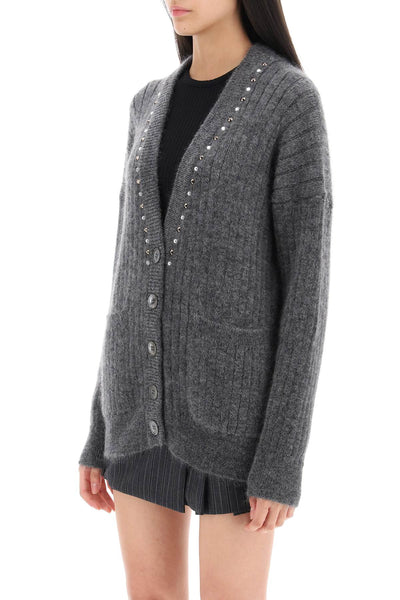 Alessandra rich cardigan with studs and crystals FAB3488 K4058 GREY MELANGE