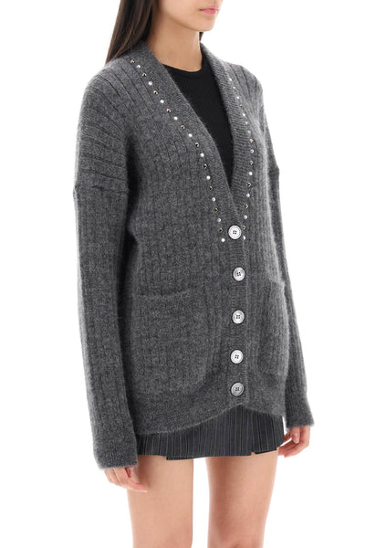 Alessandra rich cardigan with studs and crystals FAB3488 K4058 GREY MELANGE