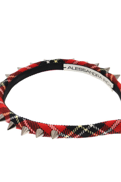 Alessandra rich tartan headband with spike FABA3004 F4067 RED BLACK
