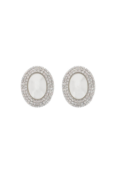 Alessandra rich oval earrings with pearl and crystals FABA3085 J0034 CRY SILVER