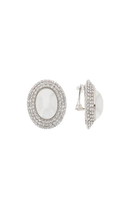 Alessandra rich oval earrings with pearl and crystals FABA3085 J0034 CRY SILVER