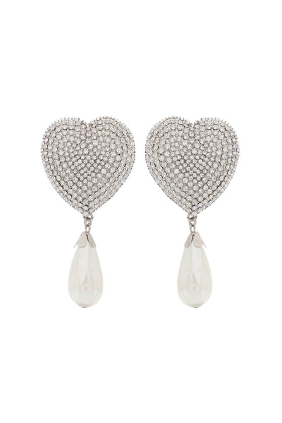 Alessandra rich heart crystal earrings with pearls FABA3087 J0034 CRY SILVER