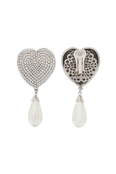 Alessandra rich heart crystal earrings with pearls FABA3087 J0034 CRY SILVER