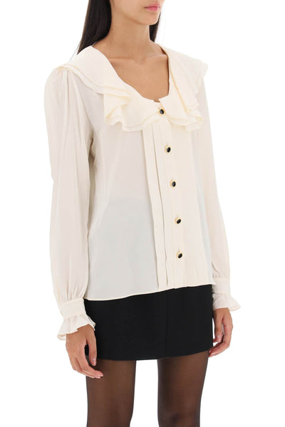 Alessandra rich crepe de chine blouse with frills FABX3535 F3057 CREAM