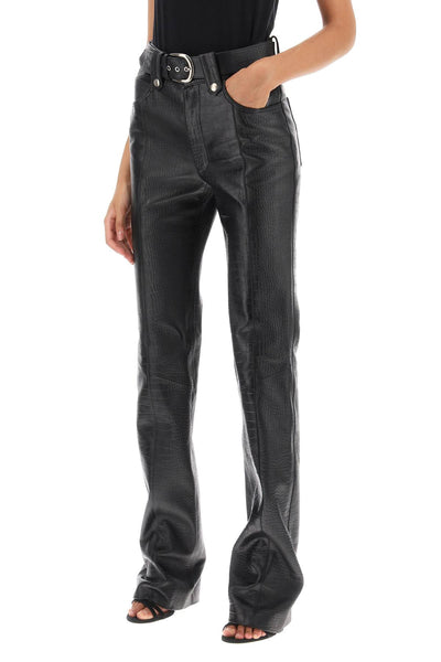 Alessandra rich straight-cut pants in crocodile-print leather FABX3561 L4191 BLACK