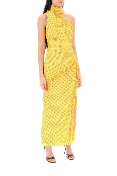 Alessandra rich polka dot one-shoulder maxi dress FABX3618 F4230 YELLOW BLACK