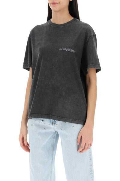 Alessandra rich oversized t-shirt with print and rhinestones FABX3622 F4272 GREY