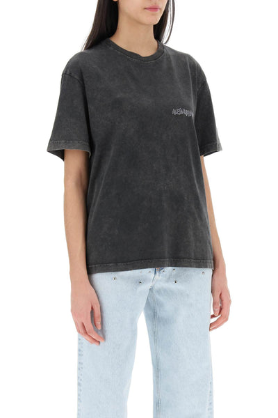 Alessandra rich oversized t-shirt with print and rhinestones FABX3622 F4272 GREY