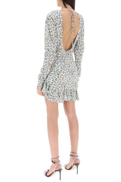 Alessandra rich draped mini dress with floral pattern FABX3679 F4224 LIGHT BLUE MULTI