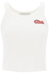 Alessandra rich ribbed tank top with logo patch FABX3705 F4270 ECRU