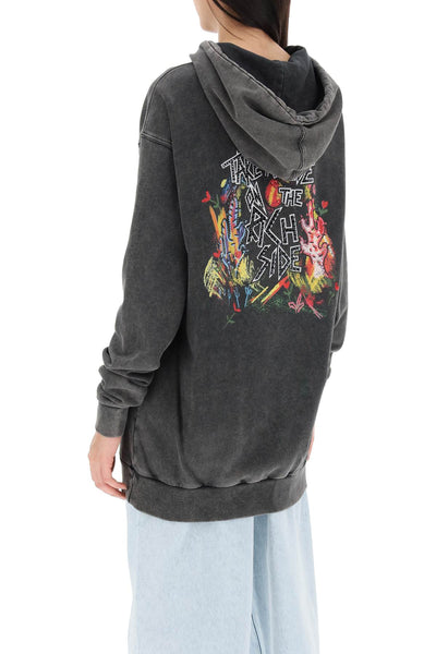 Alessandra rich oversized hoodie with print and rhinestones FABX3706 F4274 GREY