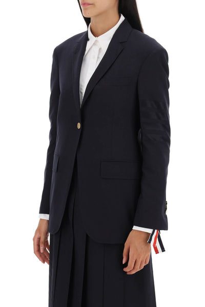 Thom Browne 淺色羊毛四槓單排扣西裝外套 FBC862A06146 深藍色
