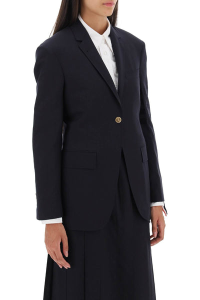 Thom Browne 淺色羊毛四槓單排扣西裝外套 FBC862A06146 深藍色