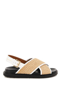Marni leather and raffia fussbett sandals FBMS013801P3860 NATURAL WHITE BLACK