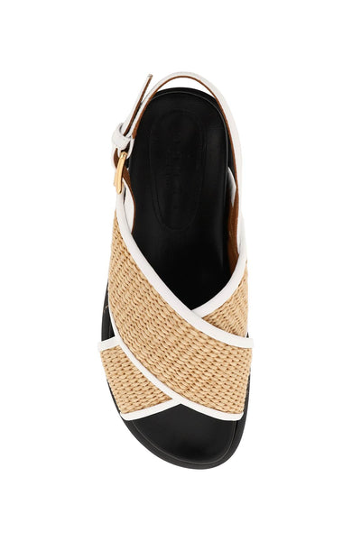 Marni 皮革拉菲草 fussbett 涼鞋 FBMS013801P3860 自然色 白色 黑色