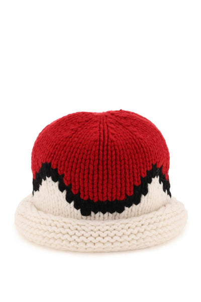 Kenzo jacquard knit beanie hat FC68BU393KOA ROUGE MOYEN