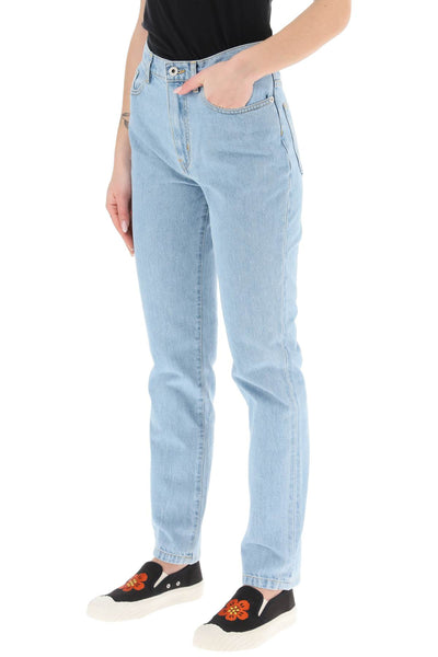 kenzo直腿漂白牛仔褲FD52DP2106B4漂白的藍色牛仔布