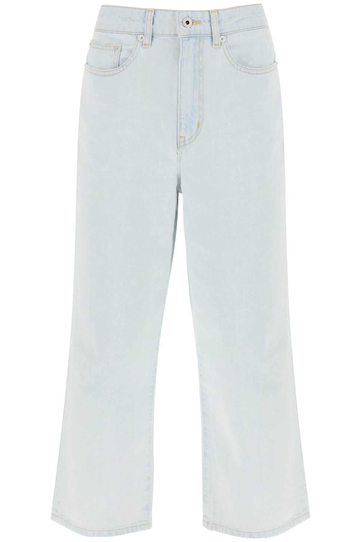 Kenzo 'sumire' cropped jeans with wide leg FD62DP2236B4 BLEACHED BLUE DENIM