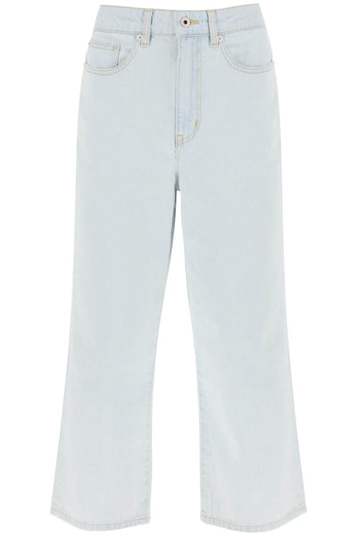 Kenzo 'sumire' cropped jeans with wide leg FD62DP2236B4 BLEACHED BLUE DENIM