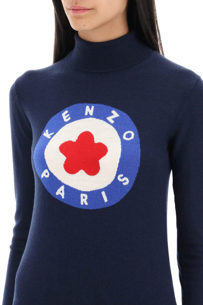Kenzo target wool turtleneck sweater FD62PU4193BA BLEU NUIT