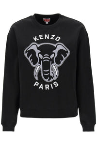 Kenzo 'varsity jungle' elephant embroidered sweatshirt FD62SW0934MF BLACK