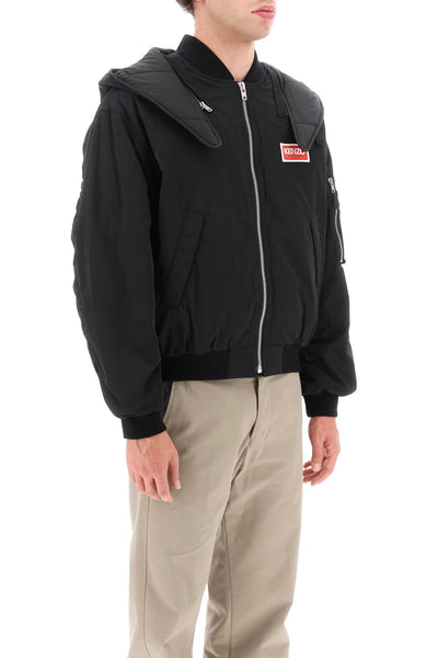 Kenzo 帶襯墊連帽飛行員夾克 FD65BL1439NK 黑色